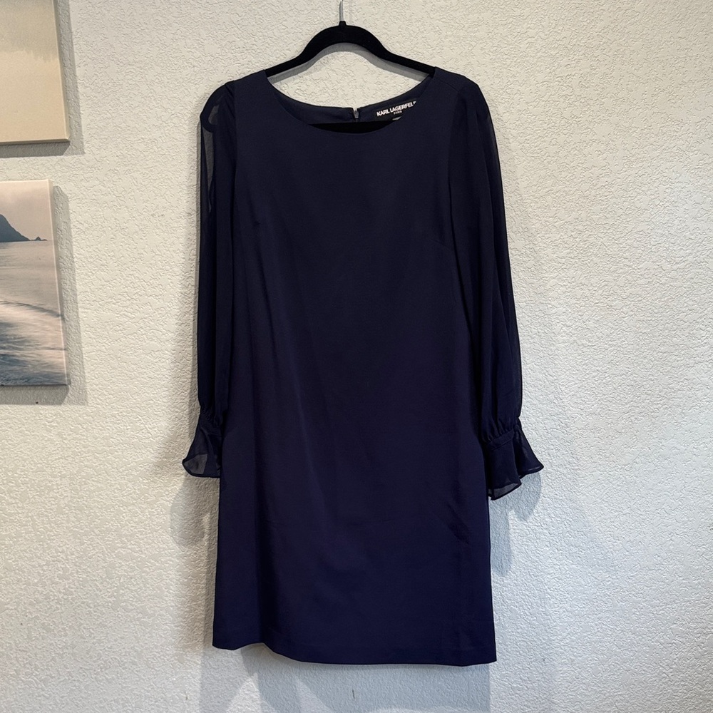 KARL LAGERFELD Paris Sheer Sleeve Shift Ladies Night Dress size 8 - Picture 2 of 7